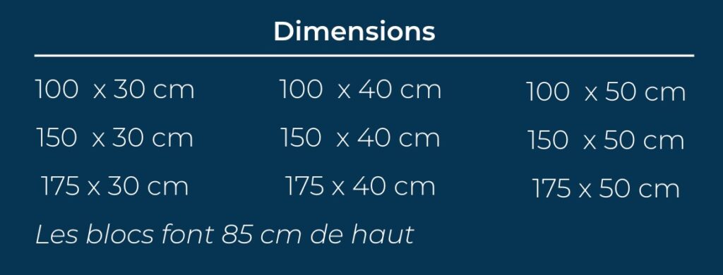 Dimensions du bloc standard pisé Terrio